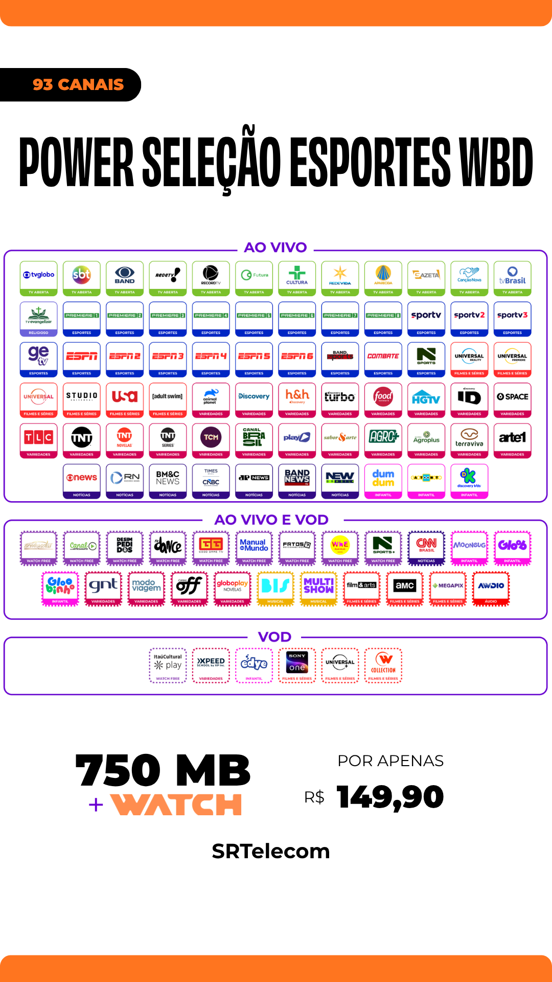Plano Full Casa + 750 Mega Fibra