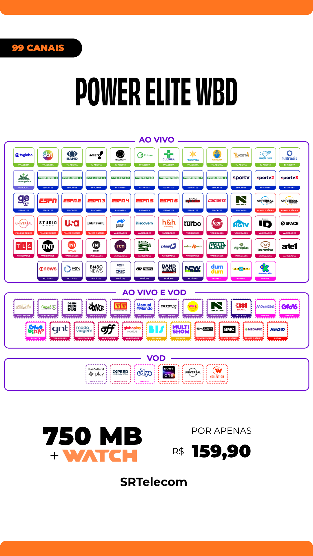 Plano Premium + 750 Mega Fibra